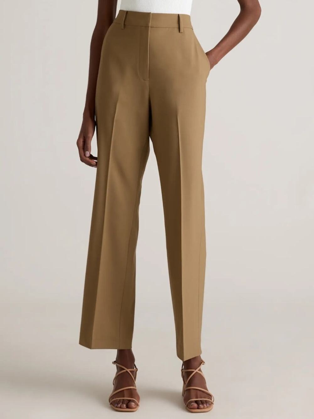 NWT‎ Quince Italian Wool Straight Leg Pants Sahara Camel Sz 8